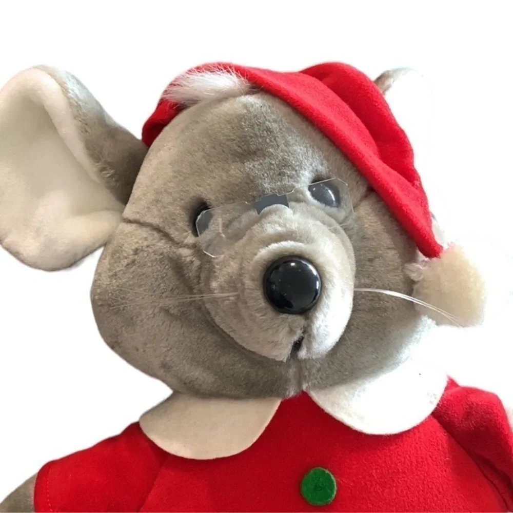 Vintage Dakin Mouse Plush Mr. Santa Christmas Stuffed Animal Toy Glasses You 17”